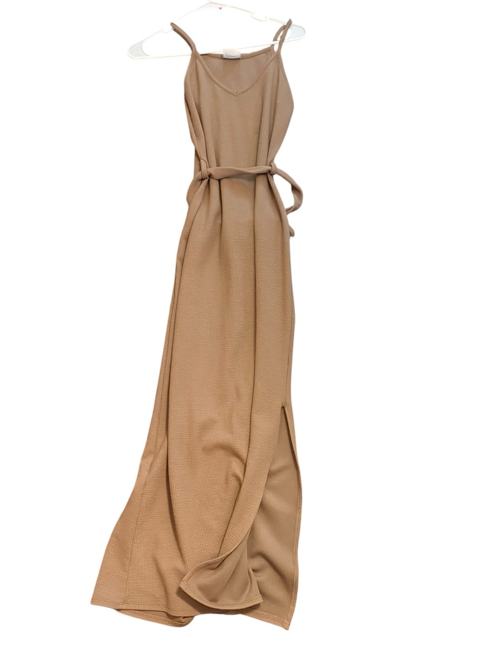Livi Olivia Rae Dress Tan Maxi Dress with Waist Tie